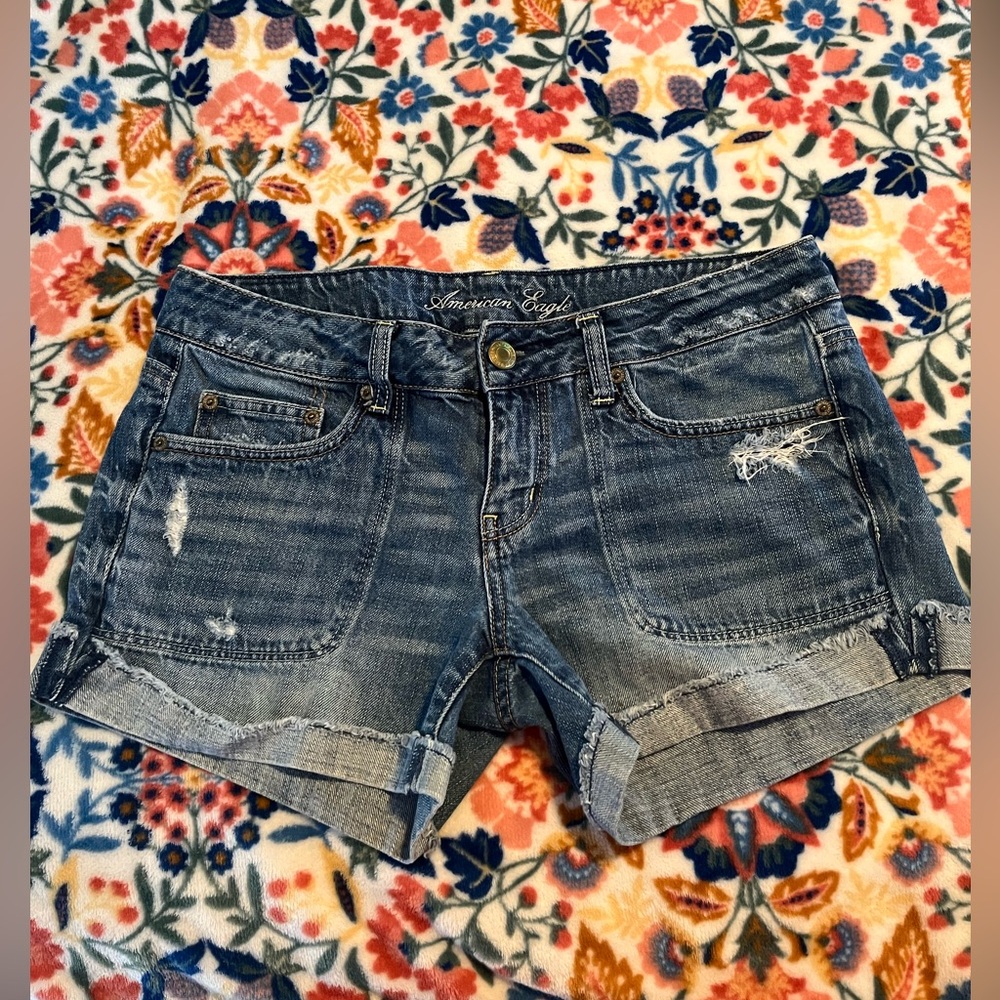 American Eagle Outfitters Distressed Blue Jean Shorts